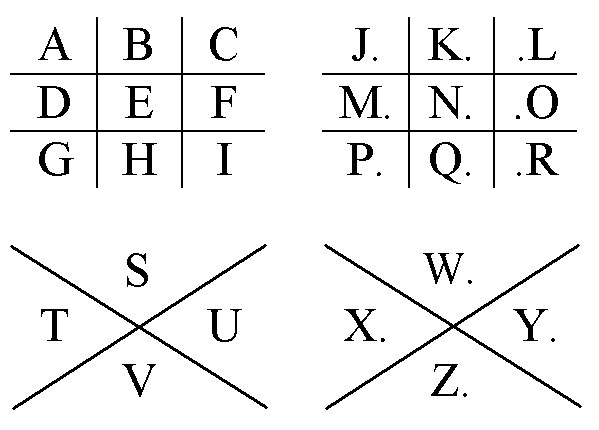 Buchstabentabelle für den Freimaurercode