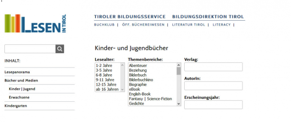 Screenshot Webseite Lesen in Tirol