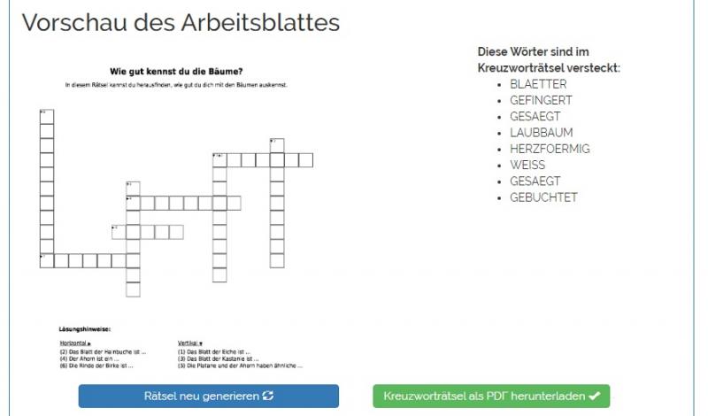 Kreuzwortrtsel Generator | Tiroler Bildungsservice - TiBS