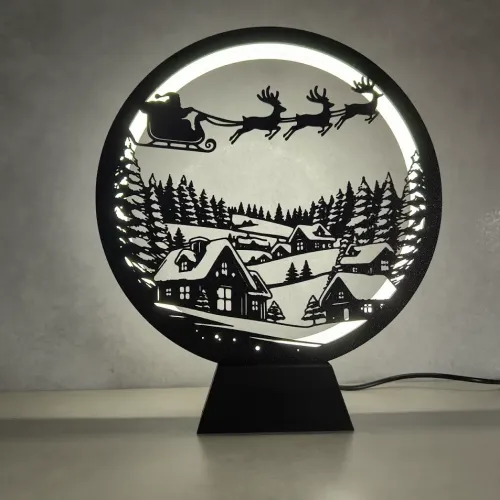 Bild zeigt Weihnachtslampe mit Rentieren