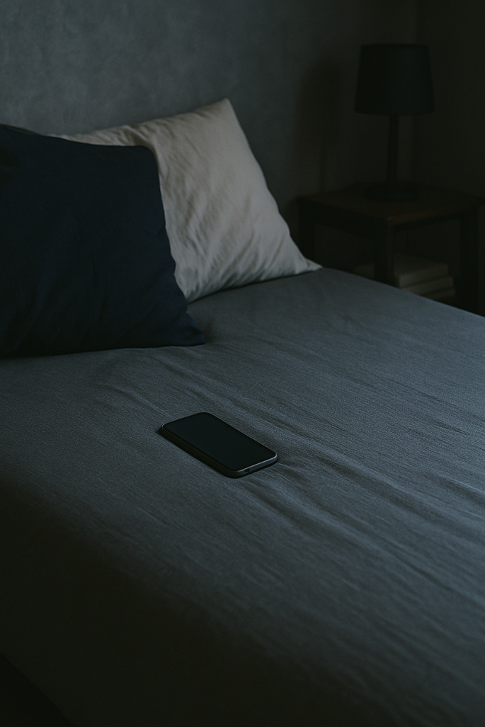 Bett mit Handy