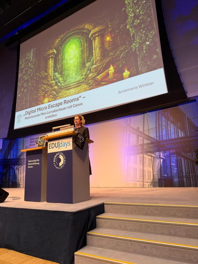 Annemarie Winkler bei ihrem Vortrag bei den EDUdays