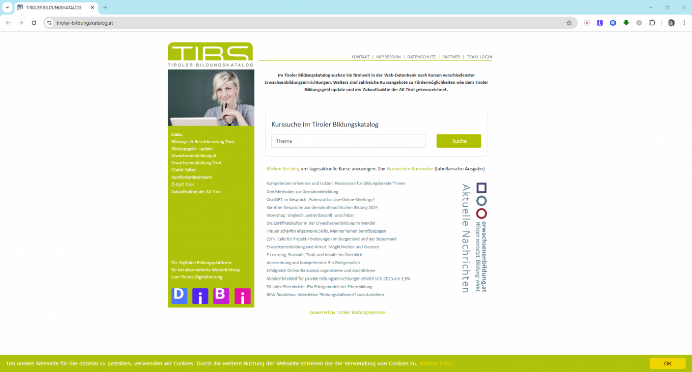Screenshot tiroler-bildungskatalog.at