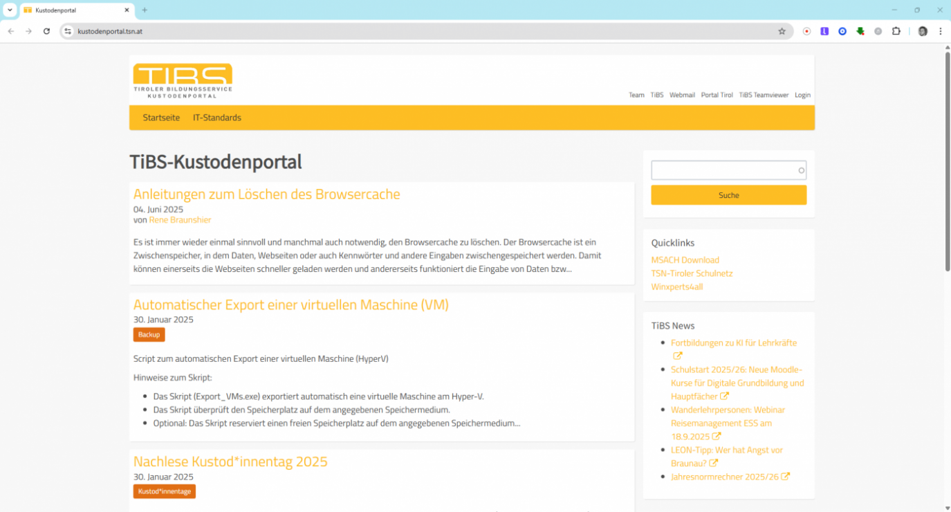 Screenshot Kustodenportal