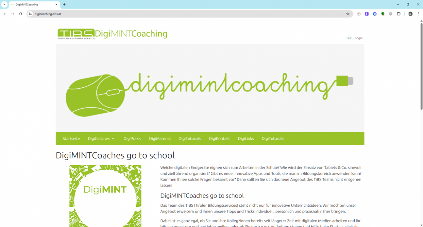 Screenshot digicoaching.tibs.at