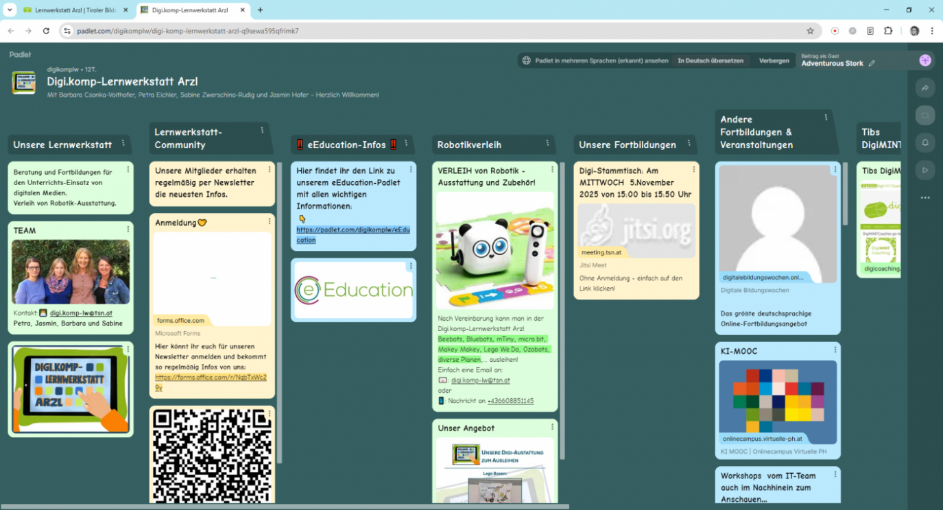Screenshot Lernwerkstatt Arzl
