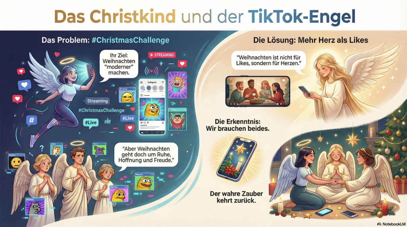 Bild von der Weihnachtsgeschichte und dem TikTok-Engel