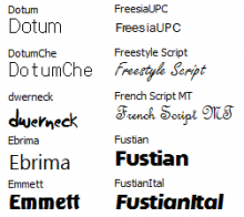 Darstellung unterschiedlicher Schriftarten