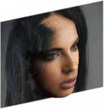 3D Version des Portraitbilds der Frau von vorher