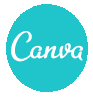 Logo von Canva - Türkiser Kreis mit dem Schriftzug Canva