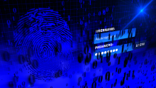 Fingerbadruck und daneben 2 Felder für die Authentifizierung mittels Benutzername und Passwort