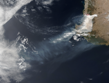 Satellitenbild eines Brandes an der Westküste Australiens
