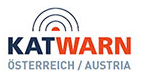 Logo von Katwarn Österreich/Austria - Schriftzug von Katwarn Österreich und darüber ein roter Punkt von dem Wellen ausgehen