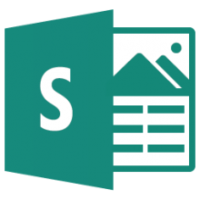 Logo von Microsoft Sway - stilisiertes aufgeschlagenes Buch in türkis gehalten, am Einband steht ein großes S