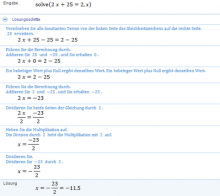 Beispiel für das Lösen einer Gleichung mittels Microsoft Mathematics 4.0