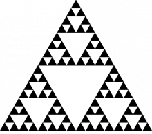 Sierpinski Dreicke - Dreieck innereinander geschachtelt, sodass jeweils die Mittelpunkte der Seiten die Eckpunkte eines neuen Dreiecks sind