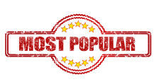 Schriftzug "Most Popular" in Rahmen mit Sternen