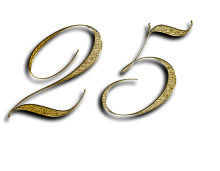 Die Zahl 25 in goldener Farbe