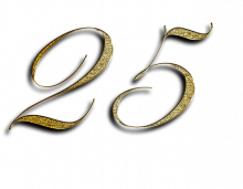 Die Zahl 25 in goldener Farbe