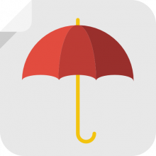 roter Regenschirm mit gelbem Griff