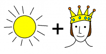 Bilderrätsel bestehend aus dem Bild einer Sonne und eines Königs