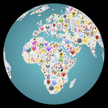 Blick der Erde (Europa und Afrika), gefüllt mit unterschiedlichen Emoji