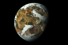 Bild eines Planeten mit Landmasse