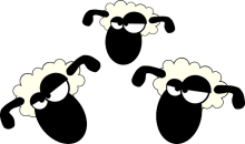 Cartoon von 3 bedrohlich aussehenden Schafen