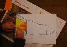 Im praktischen Teil des Workshops versuchten sich die Schüler selbst als Künstler 