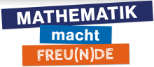 Logo von Mathematik macht Freu(n)de - weißer Intergrund, auf dem in farbigen Kästchen die Worte "Mathematik" (dunkleblau), "macht" (hellblau) und "Freu(n)de" (orange) steht