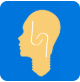 Logo von schlaukopf.at - sandfarbener Kopf im Profil auf blauem Hintergrund, 