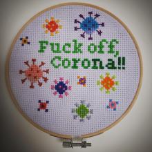 Stickerei Fuck off Corona