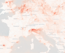 Bildausschnitt von Europa mit der Stickstoffdioxidbealstung für die Zeit zwischen 24.2. und 9.3. 2019