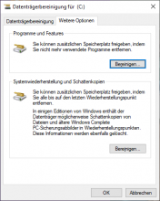 Datenträgerbereinigung - Weitere Optionen