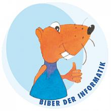 Oranger Biber mit blauer Latzhose - Maskottchen des Wettbewerbs Biber der Informatik