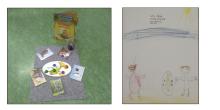 Zwei Bilder: Unterrichtsmaterial - Bilder und Buch, Kinderzeichnung von Urmel