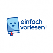 Blaues Buch mit Gesicht - Logo der Internet-Seite www.einfachvorlesen.de