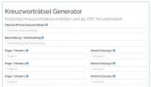 Screenshot: Maske zum Eintragen der Fragen und Antworten
