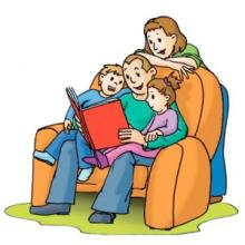 Papa liest Kindern vor