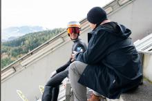 Am Zitterbalken - Andreas mit dem Skispringer Clemens Leitner