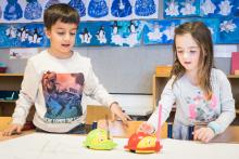 Die von den Schüler-innen programmierten Roboter-Bienen als kleine Van Goghs