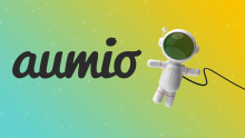 Aumio Schriftzug, Bild Astronaut