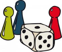 Würfel und Spielfiguren