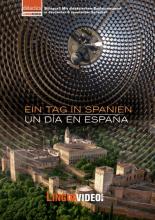 Bildmontage mit Solarkraftwerk und Burg mit Bäumen