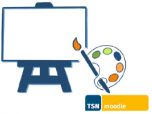 Stafflei mit Pinsel, Farbpalette und TSNmoodle Logo