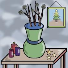 Clipart: Barbarzweig auf einem weihnachtlichen Tisch