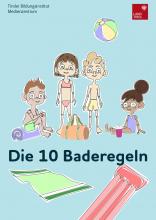 Kinder mit einem Ball, Luftmatratzen und einem Strandtuch