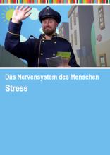 Postbote mit Briefen in der Hand; Häuser, Sonne und Wolken im Hintergrund