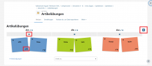 Screenshot Artikelübung mit der Aktivität Notizen, die Buttons Spalte hinzufügen, Notiz hinzufügen und Notizen bearbeiten bzw. löschen sind markiert