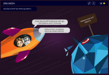 Raumschiff landet auf Planeten Elektro